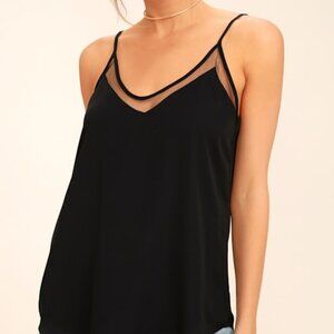 Lulus Sweet Fling Black Mesh Tank Top - Size M
